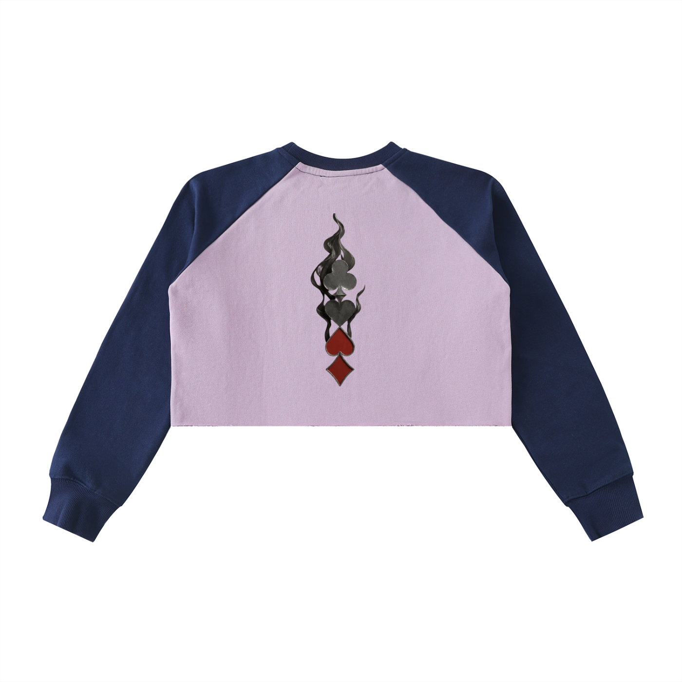 Hard Luck- Uptown Ace Raw-Hem Color-Block Raglan Crop Sweatshirt