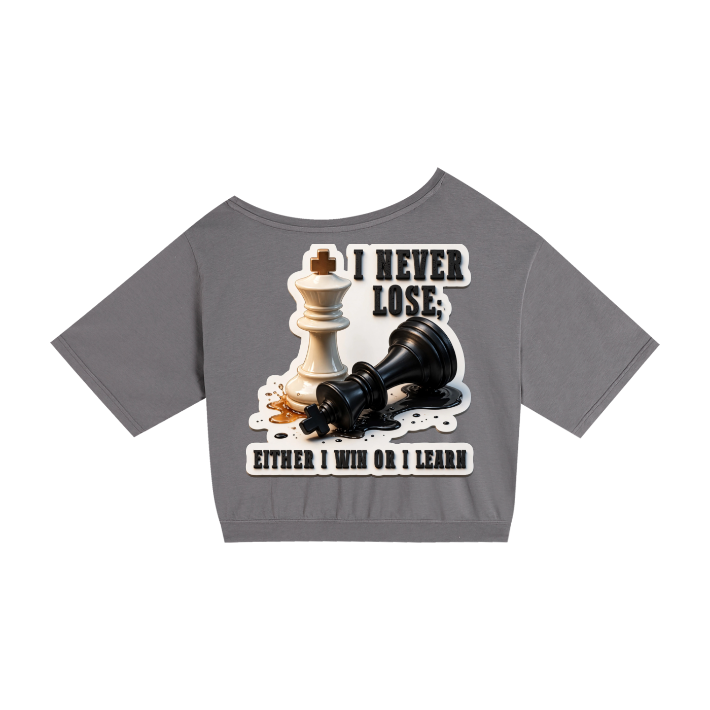 The Last Move Asymmetric Shoulder Oversized Cotton T-Shirt