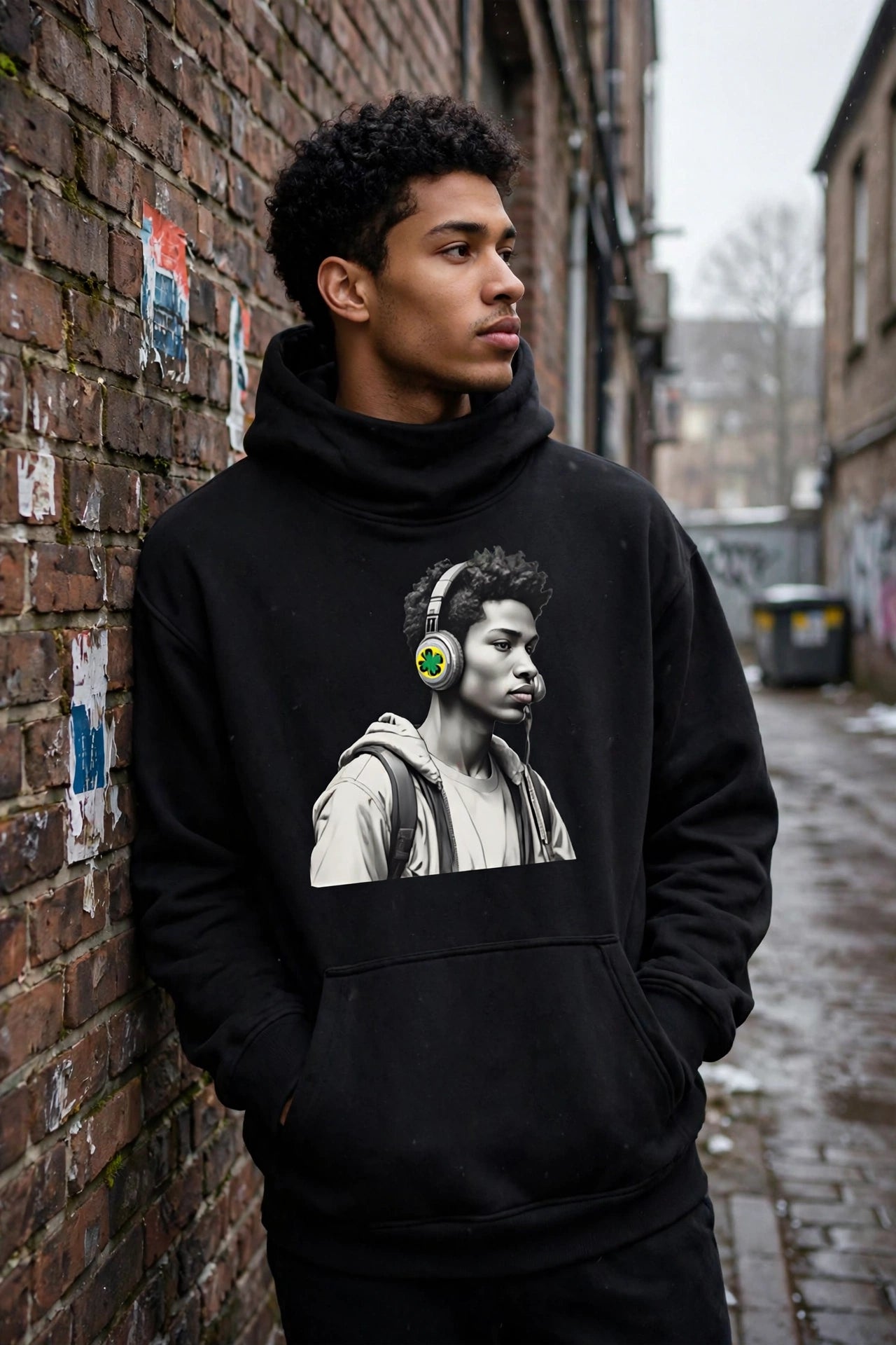 Bus Stop High Neck Fleece Hoodie | Heavyweight Streetwear Pullover | Hard Luck Apparel
