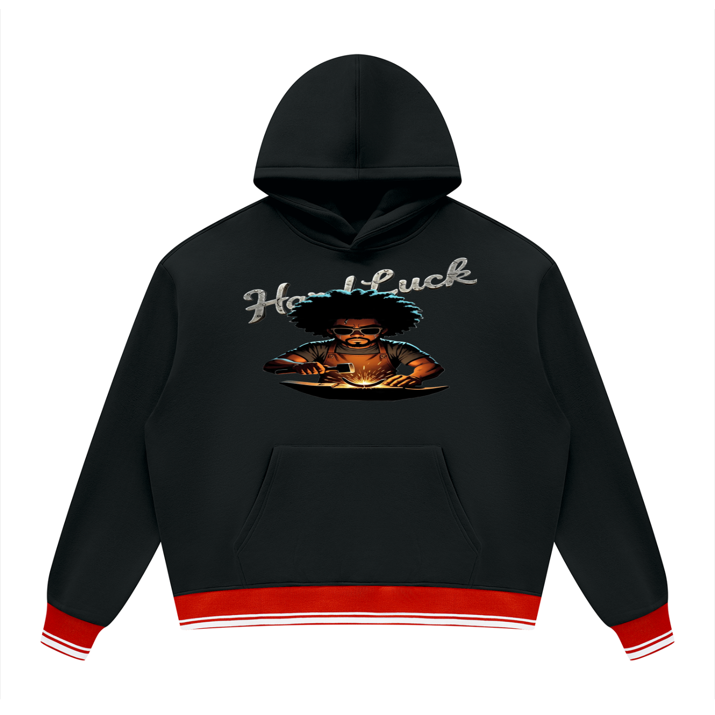 Black Smith forged Oversized Color Block Fleece Hoodie