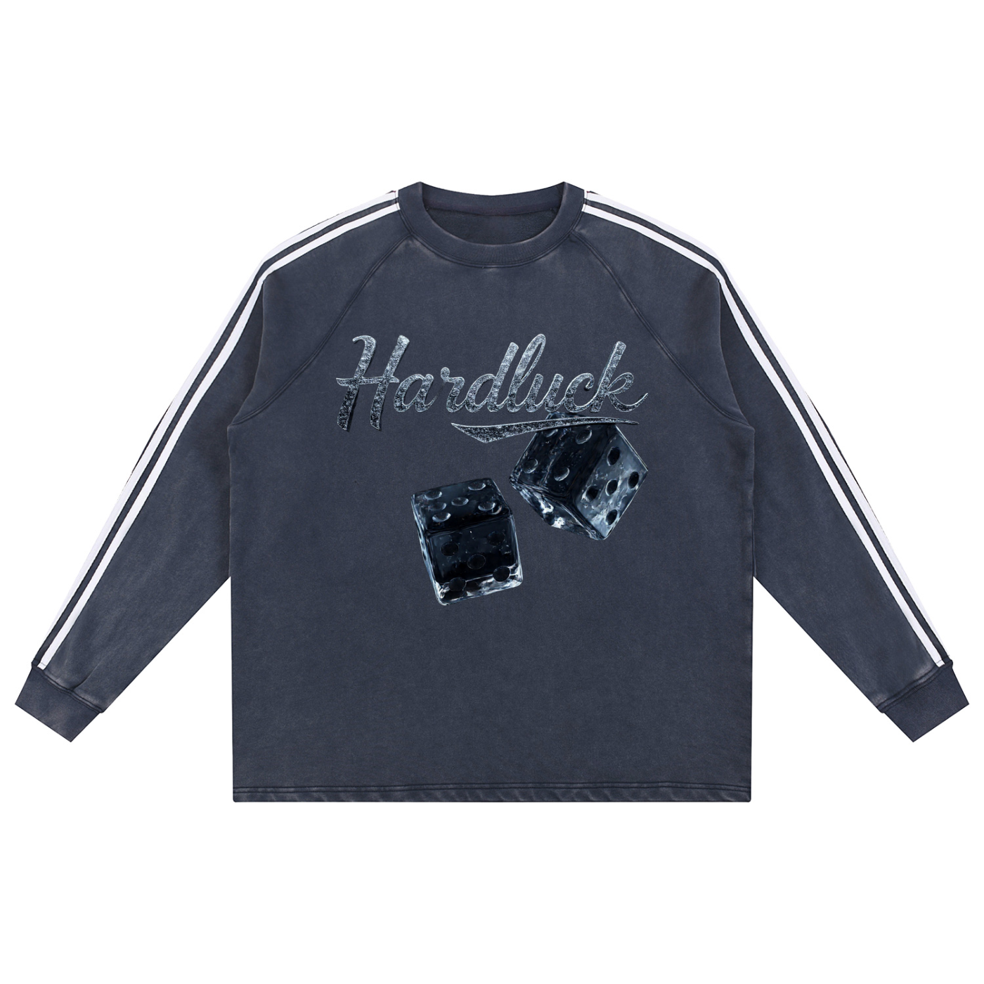 Black ice Roll the D-Ice Snow Washed Contrast Tape Sweatshirt