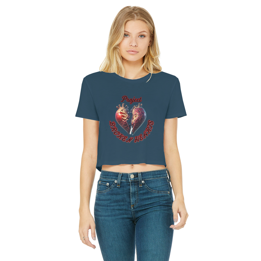 Project Broken Hearts Classic Women's Cropped Raw Edge T-Shirt