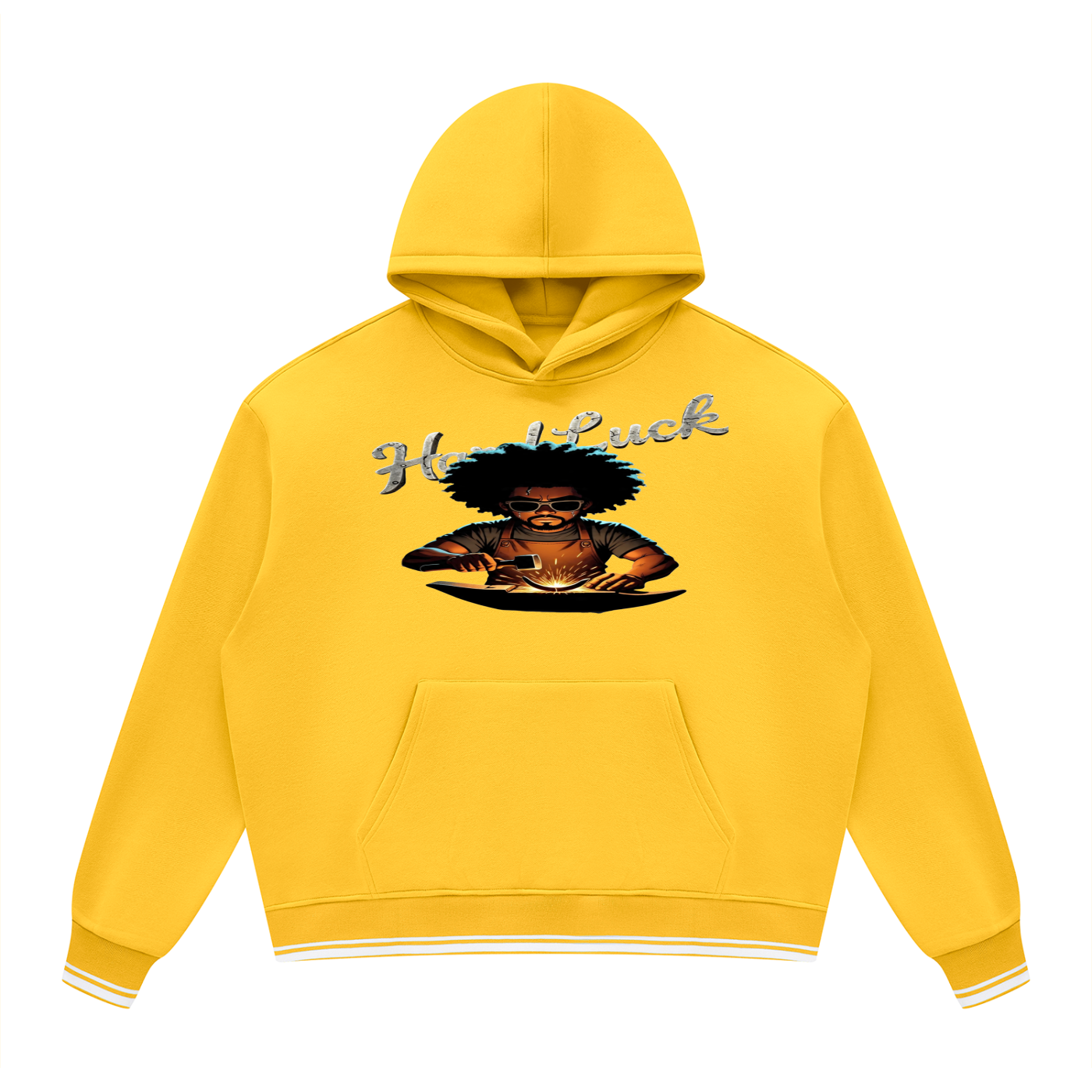 Black Smith forged Oversized Color Block Fleece Hoodie