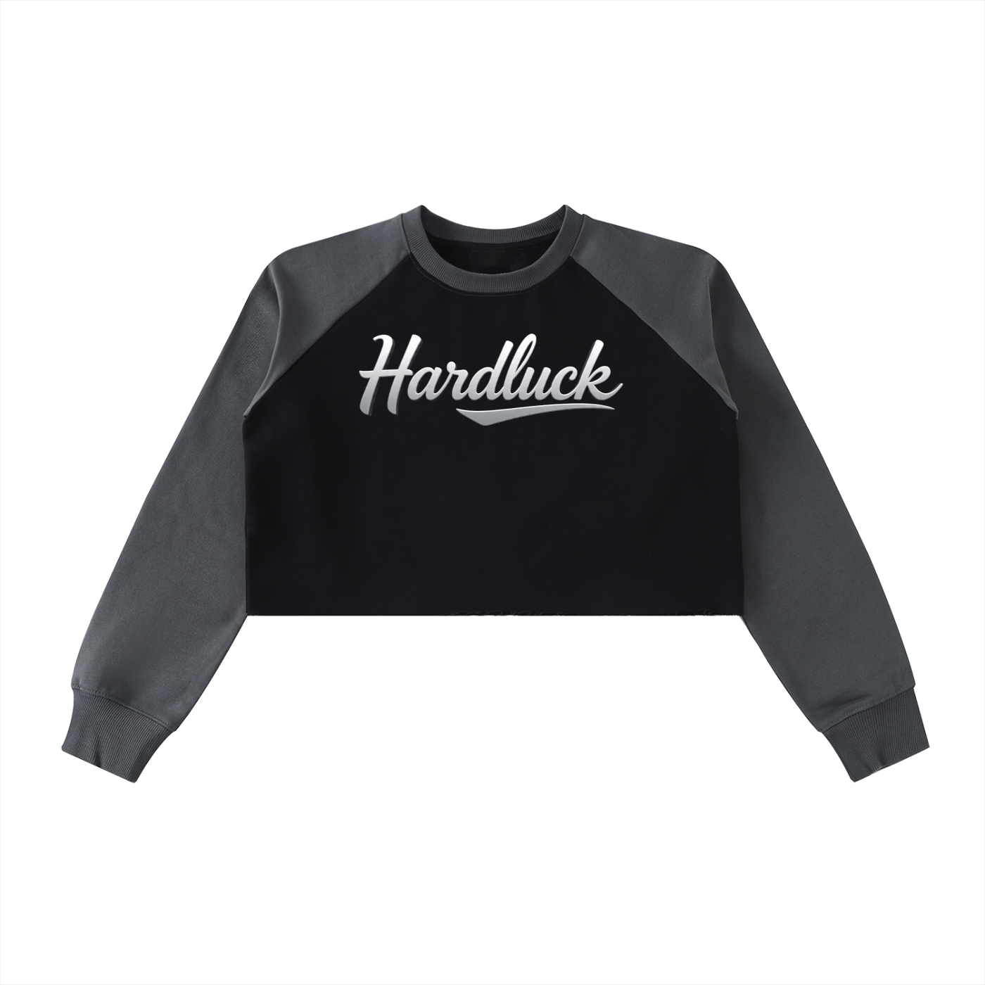 Elegant Hard Luck Raw-Hem Color-Block Raglan Crop Sweatshirt