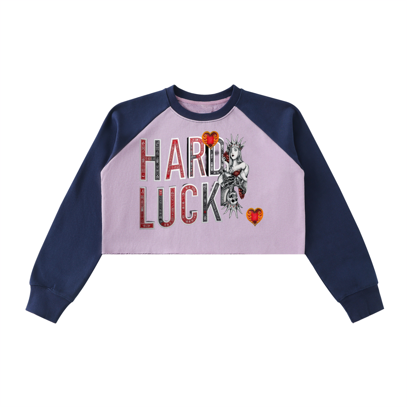 Queens Gambit Raw-Hem Color-Block Raglan Crop Sweatshirt
