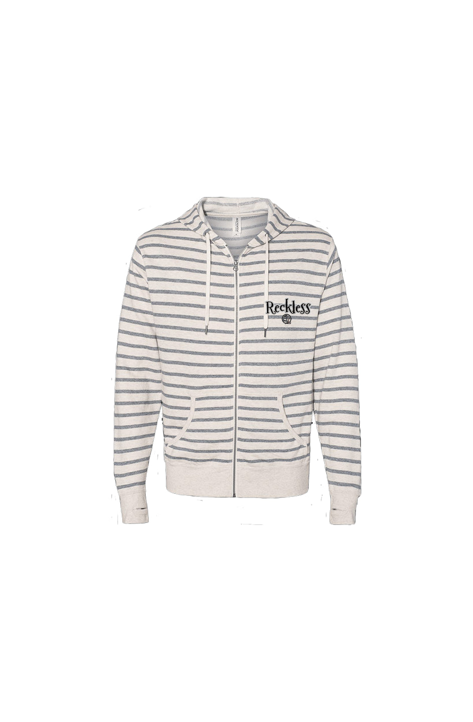 RECKLESS Oatmeal Heather Stripe  Zip Hoodie