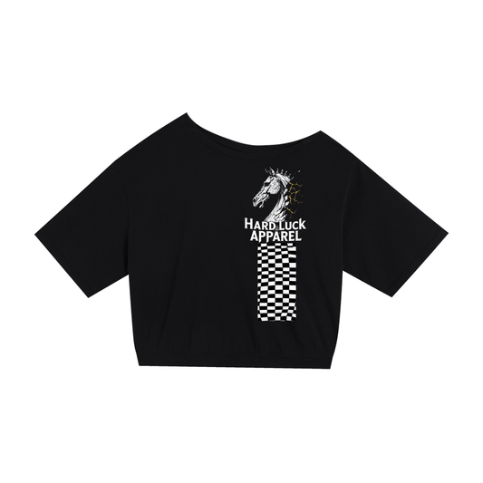 The Last Move Asymmetric Shoulder Oversized Cotton T-Shirt