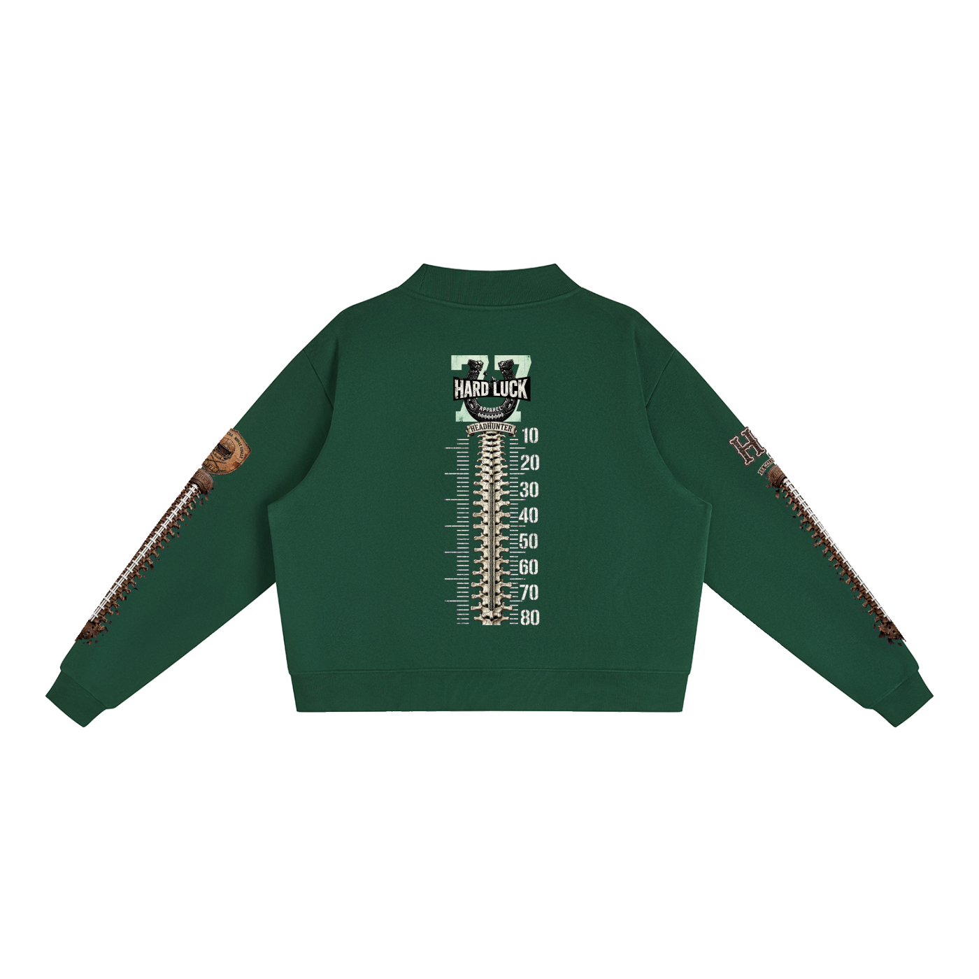 THE HEADHUNTER - Gridiron Gut Check Mock Neck Fleece Sweatshirt - Womens Crop Oversized | Hard Luck Apparel EST. 1977