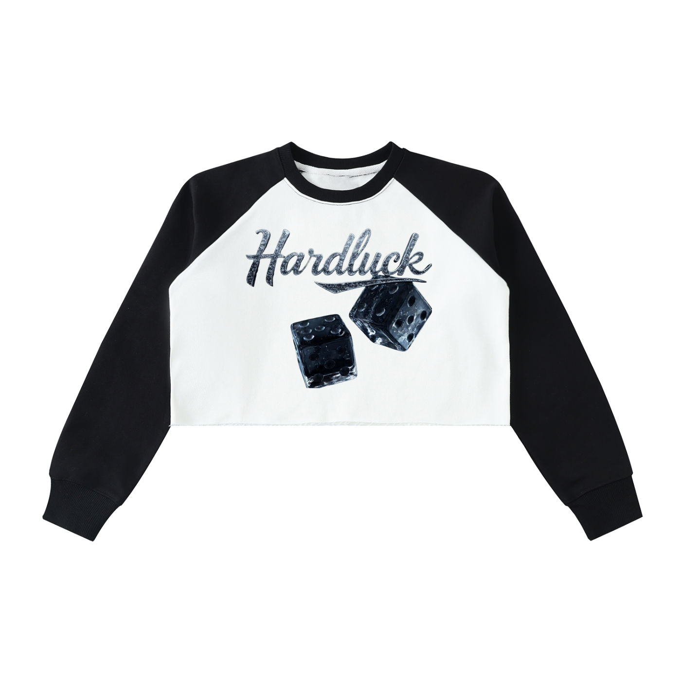 Black Ice rolle the D-ice Raw-Hem Color-Block Raglan Crop Sweatshirt
