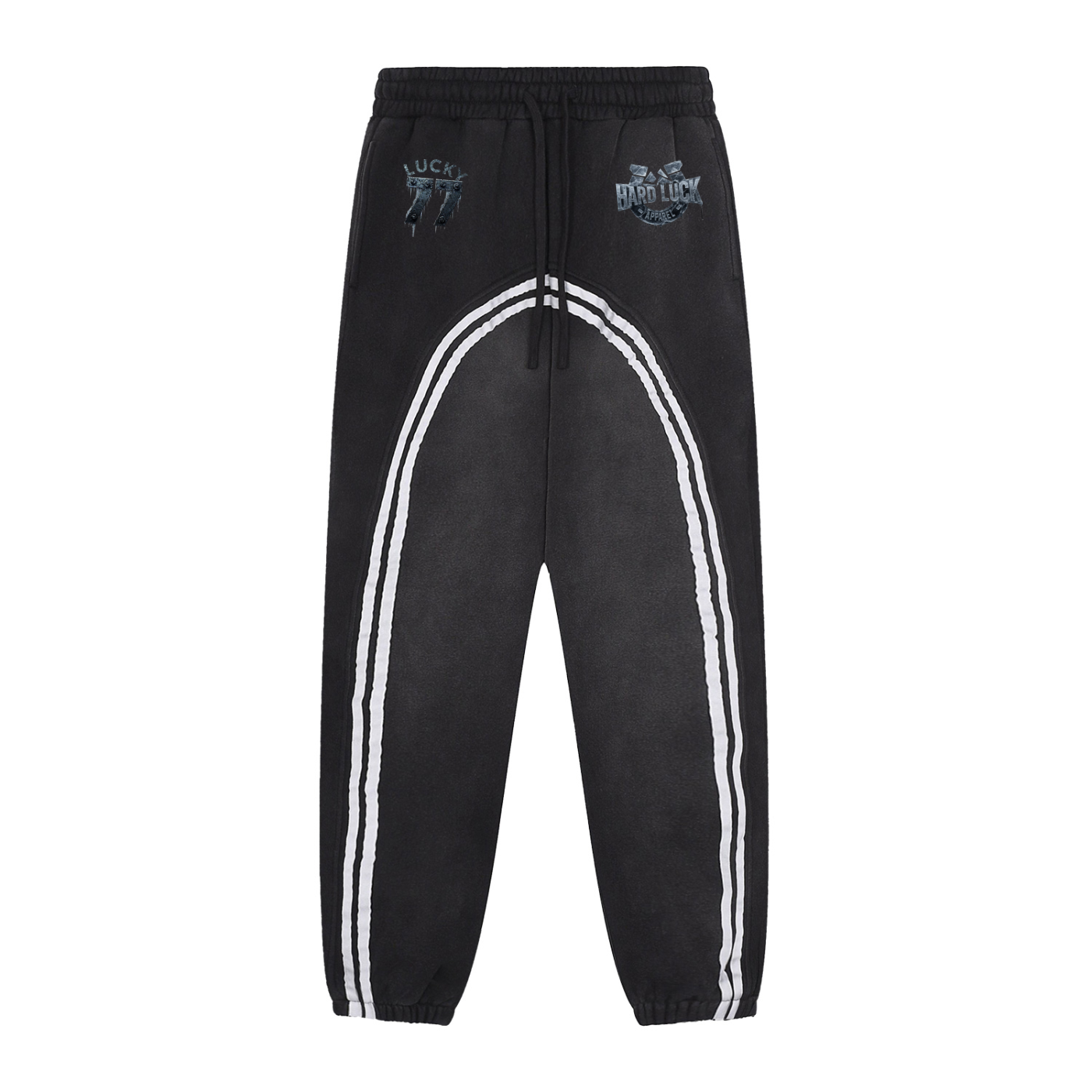 Black Ice Sun Fade Contrast Tape Fleece Jogged Sweatpants
