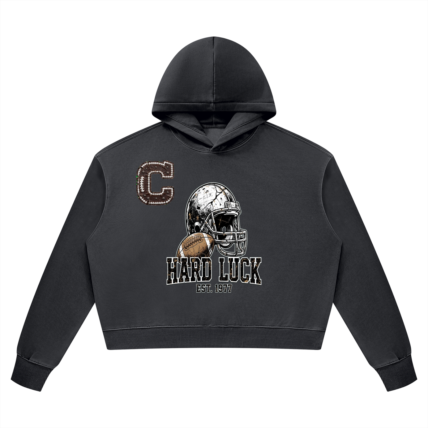 GRIDIRON GUT CHECK - Headhunter 77 Captain Women's Cropped Hoodie - Hard Luck Apparel