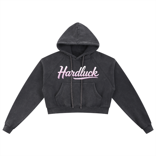 The Lavender Virgo Snow Washed Cropped Hoodie