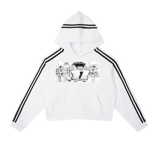 Solid Wall Of Sound Contrast Side Stripe Cropped Hoodie