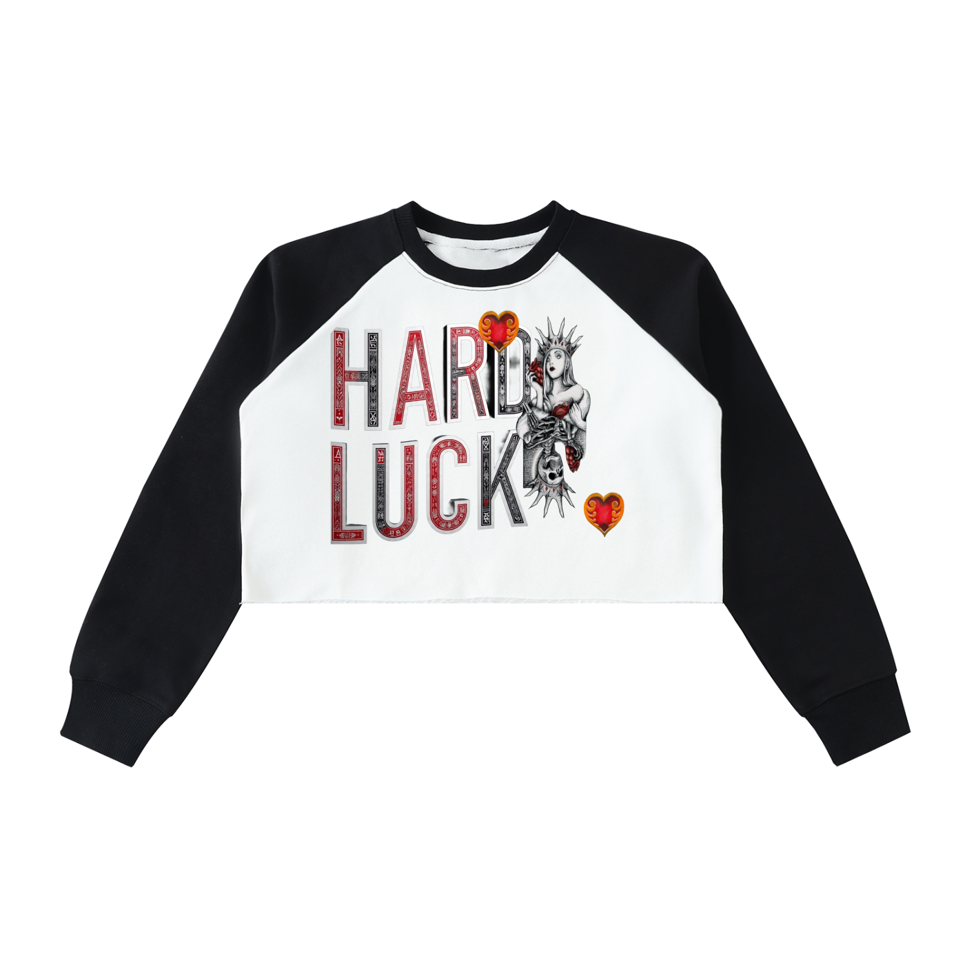Queens Gambit Raw-Hem Color-Block Raglan Crop Sweatshirt