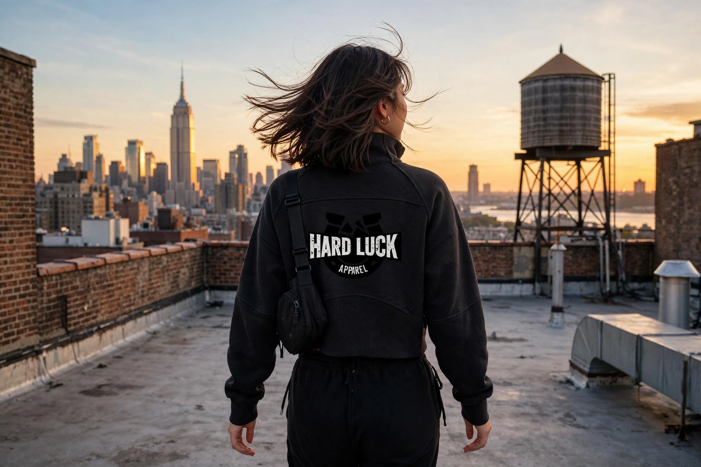 Hard Luck Legacy Cropped Half-Zip Sweatshirt | Women's Streetwear Fleece Pullover | NY Built Heritage Style