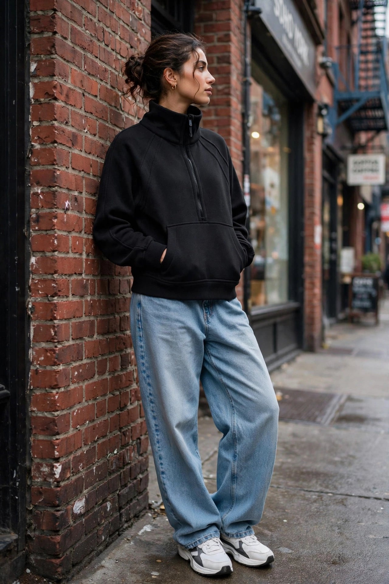 Hard Luck Legacy Cropped Half-Zip Sweatshirt | Women's Streetwear Fleece Pullover | NY Built Heritage Style