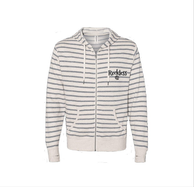 RECKLESS Oatmeal Heather Stripe  Zip Hoodie