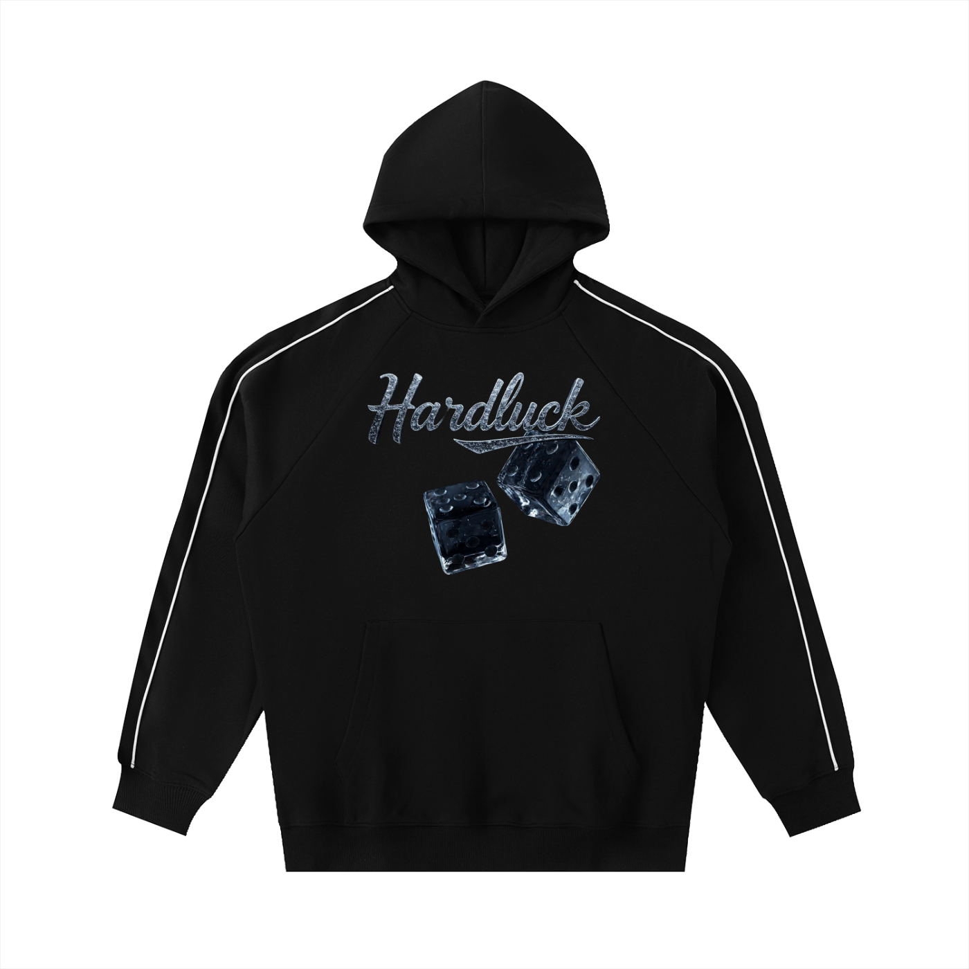 Black Ice Contrast Piping Raglan Hoodie
