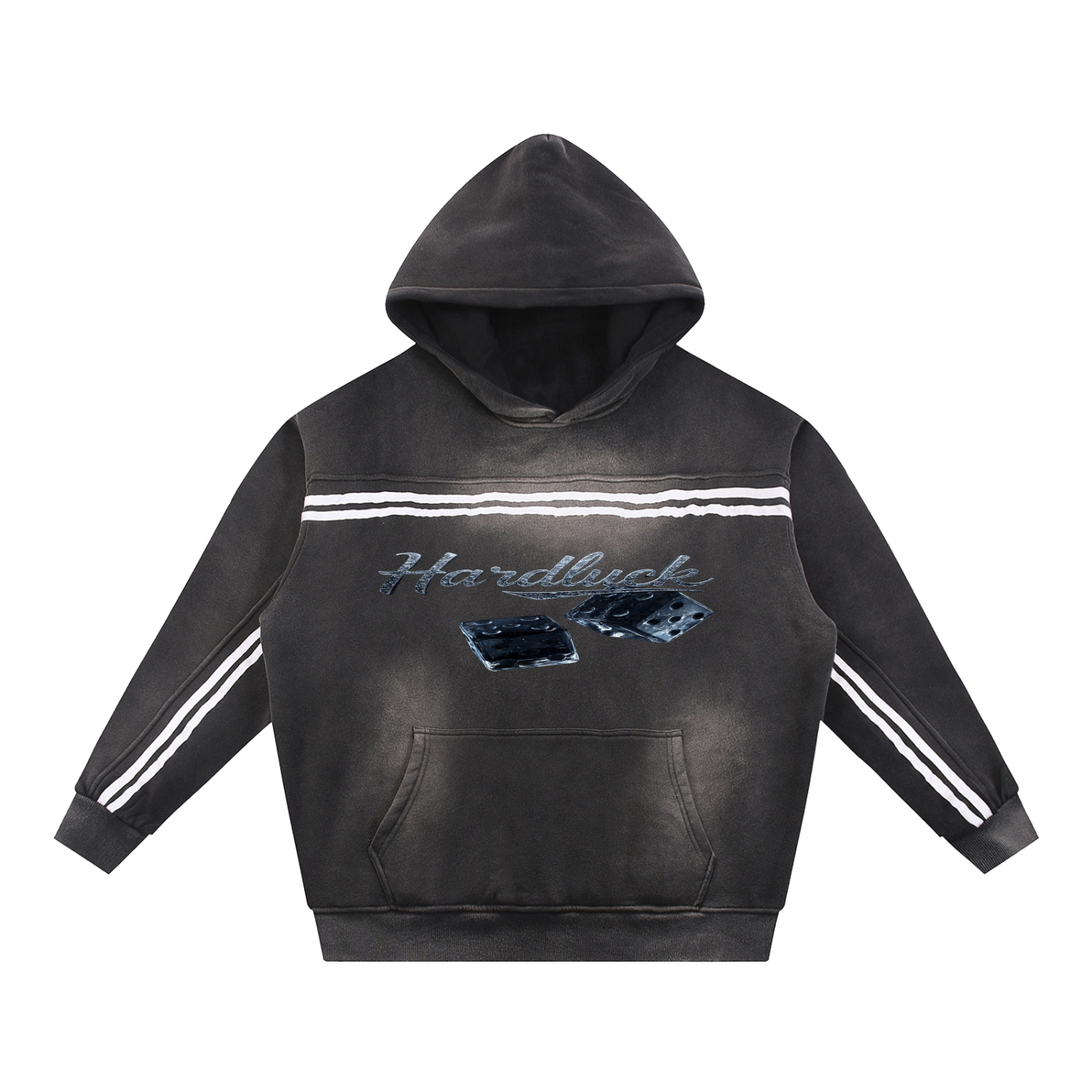 Black Ice  Roll The D- ice. Sun Fade Contrast Tape Fleece Hoodie