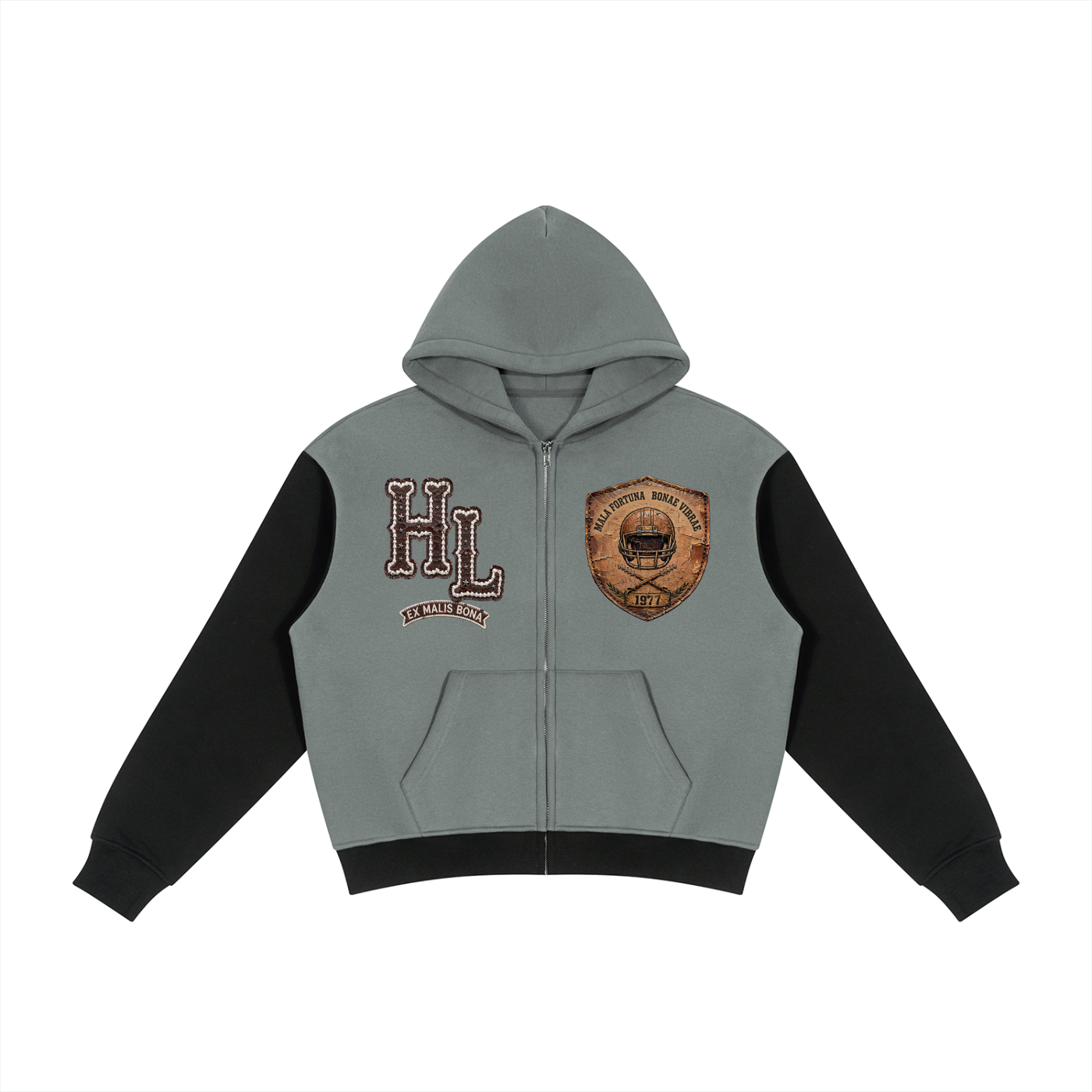 GRIDIRON GUT CHECK - Headhunter 77 HL Women's Cropped Zip-Up Hoodie - Hard Luck Apparel