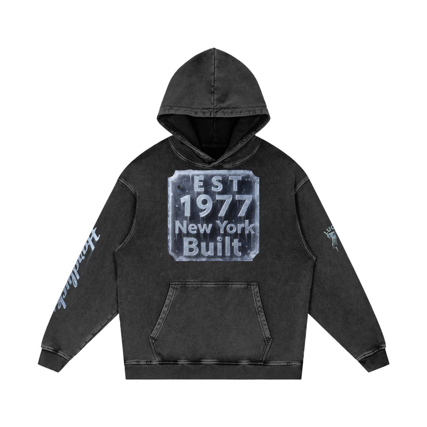 NY Built Ice Storm Snow Washed Loose Cotton Hoodie