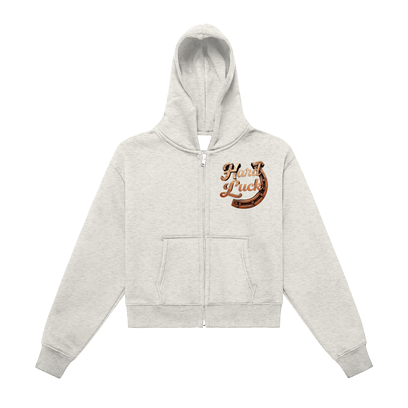 Hard Luck Fleeced Zip-Up Cropped Hoodie