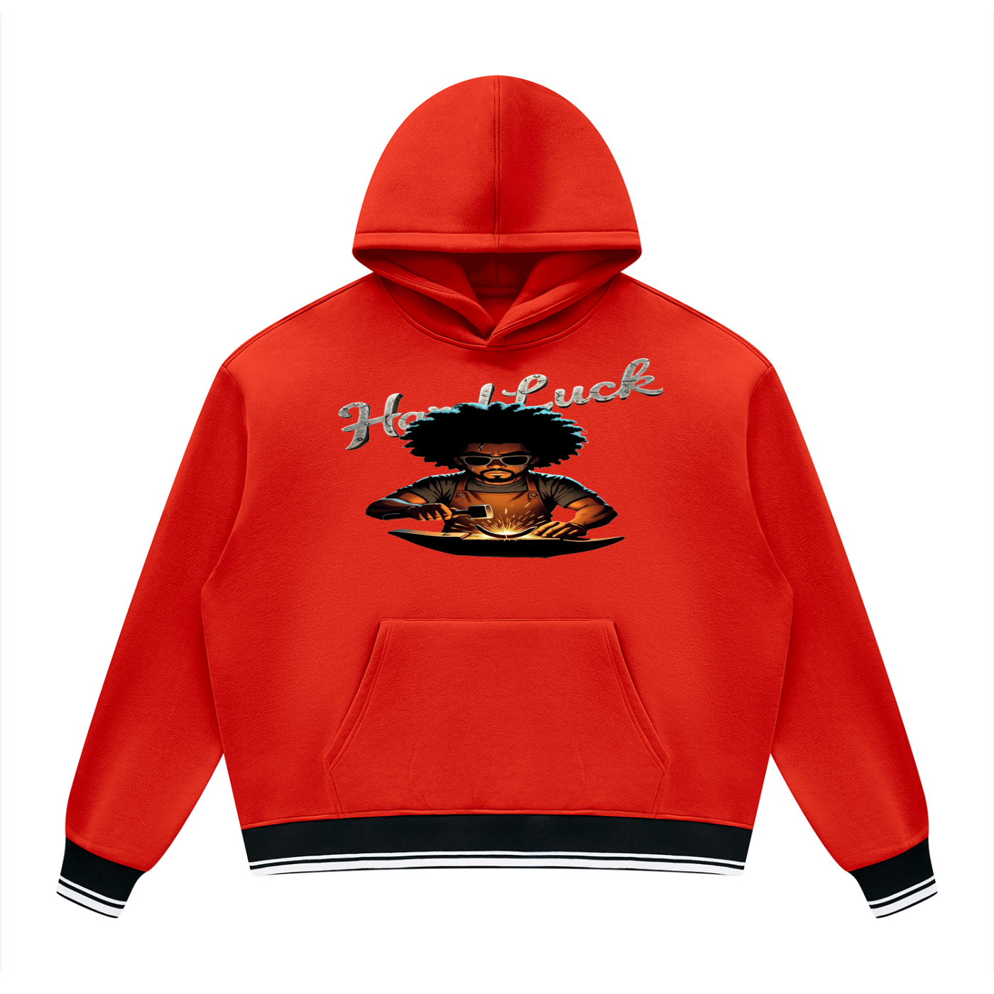Black Smith forged Oversized Color Block Fleece Hoodie