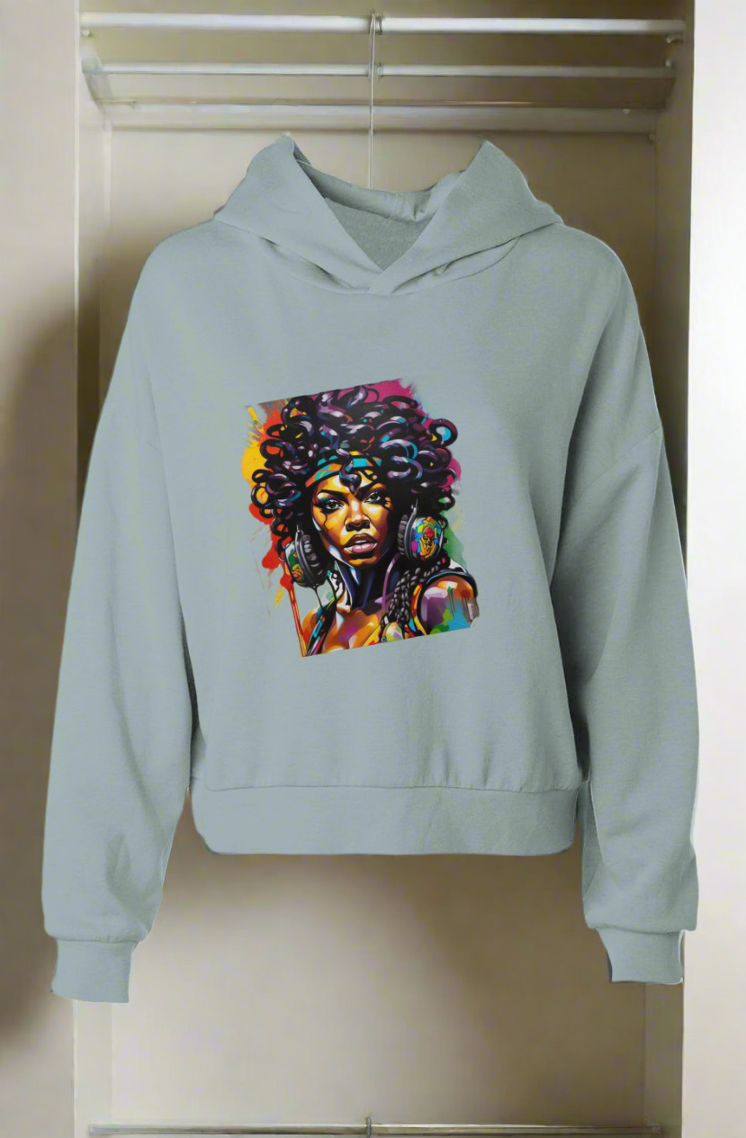 Ebony hip height graphic  hoodie