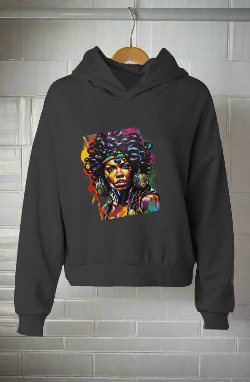 Ebony hip height graphic  hoodie