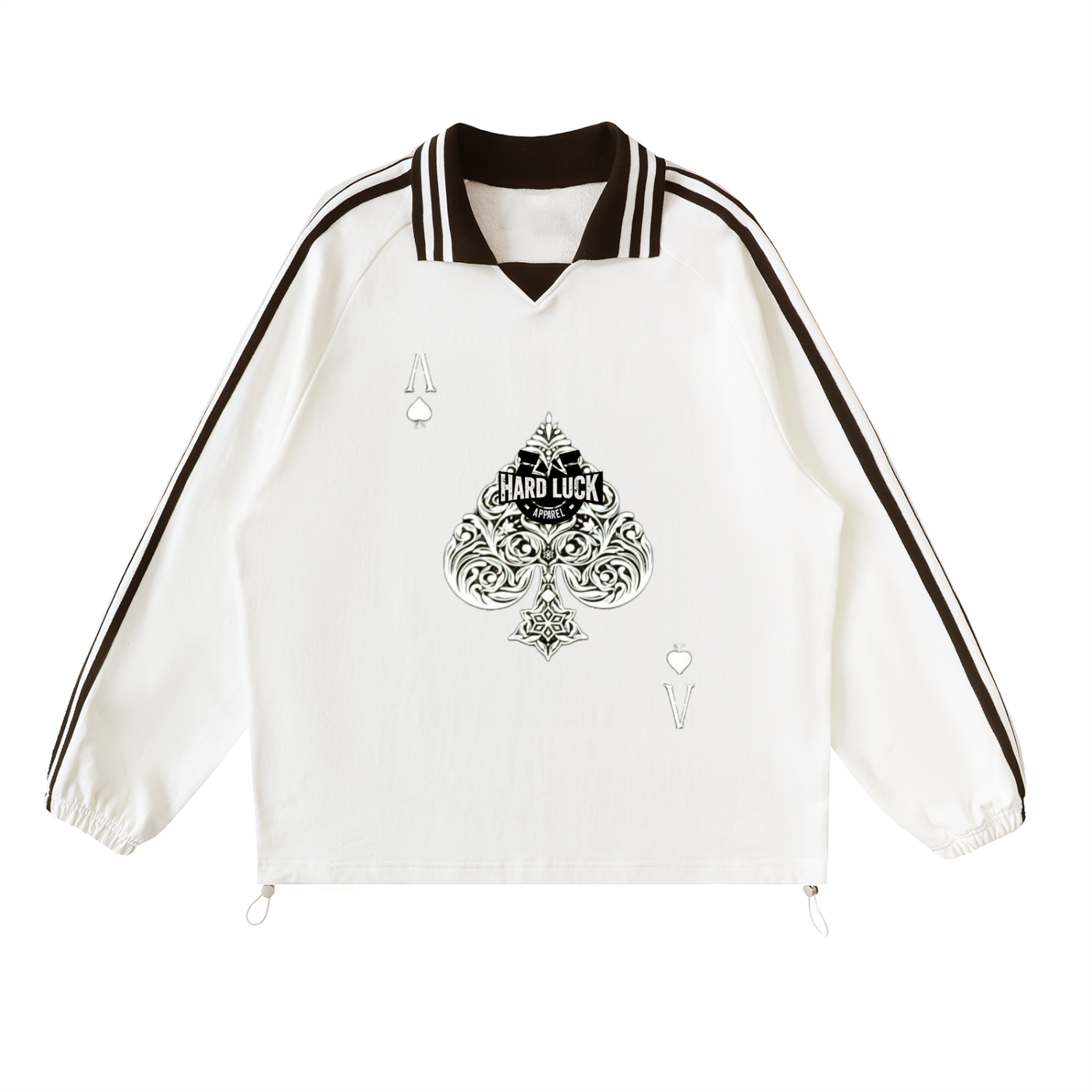 Uptown Ace Contrast Striped Lapel Collar Sweatshirt