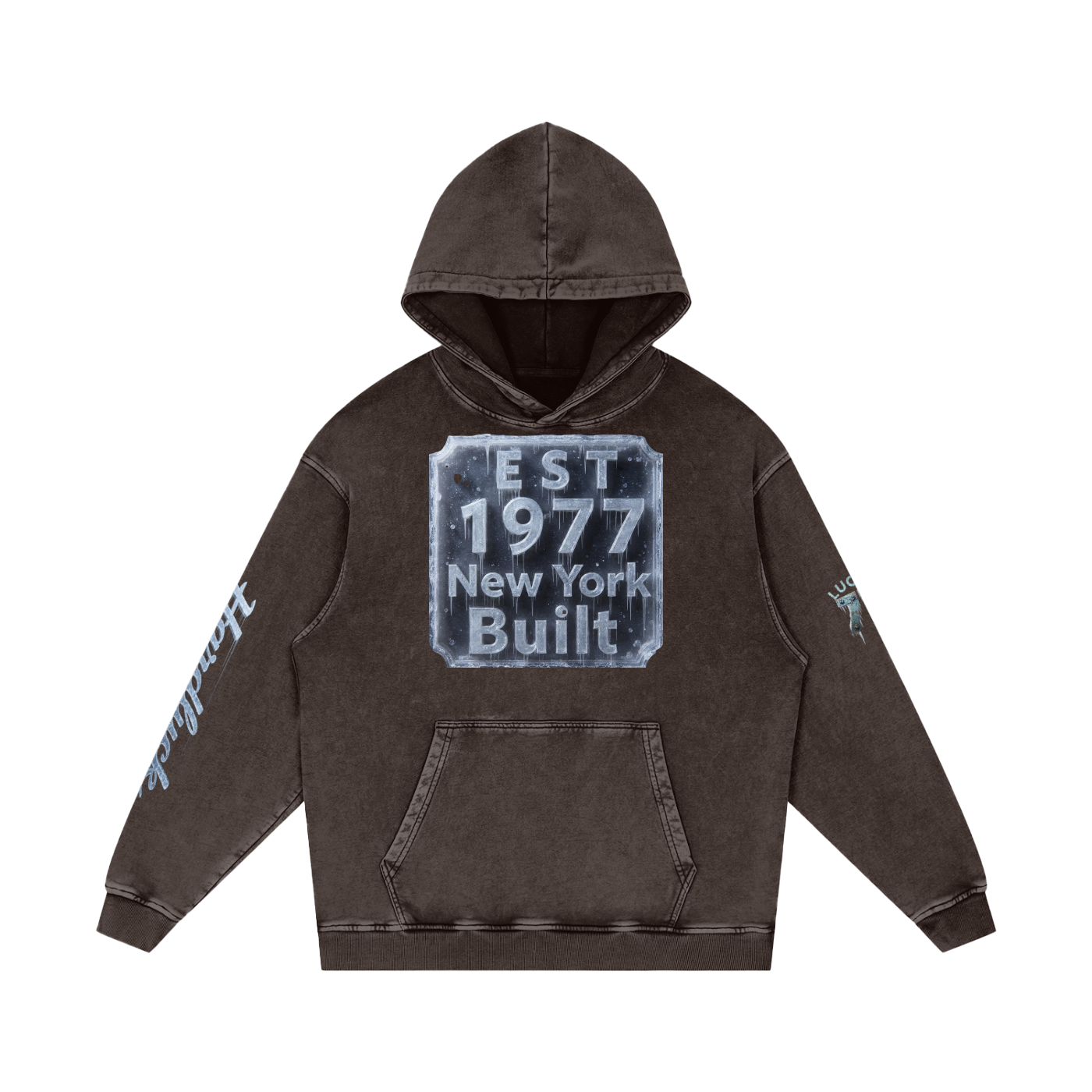 NY Built Ice Storm Snow Washed Loose Cotton Hoodie