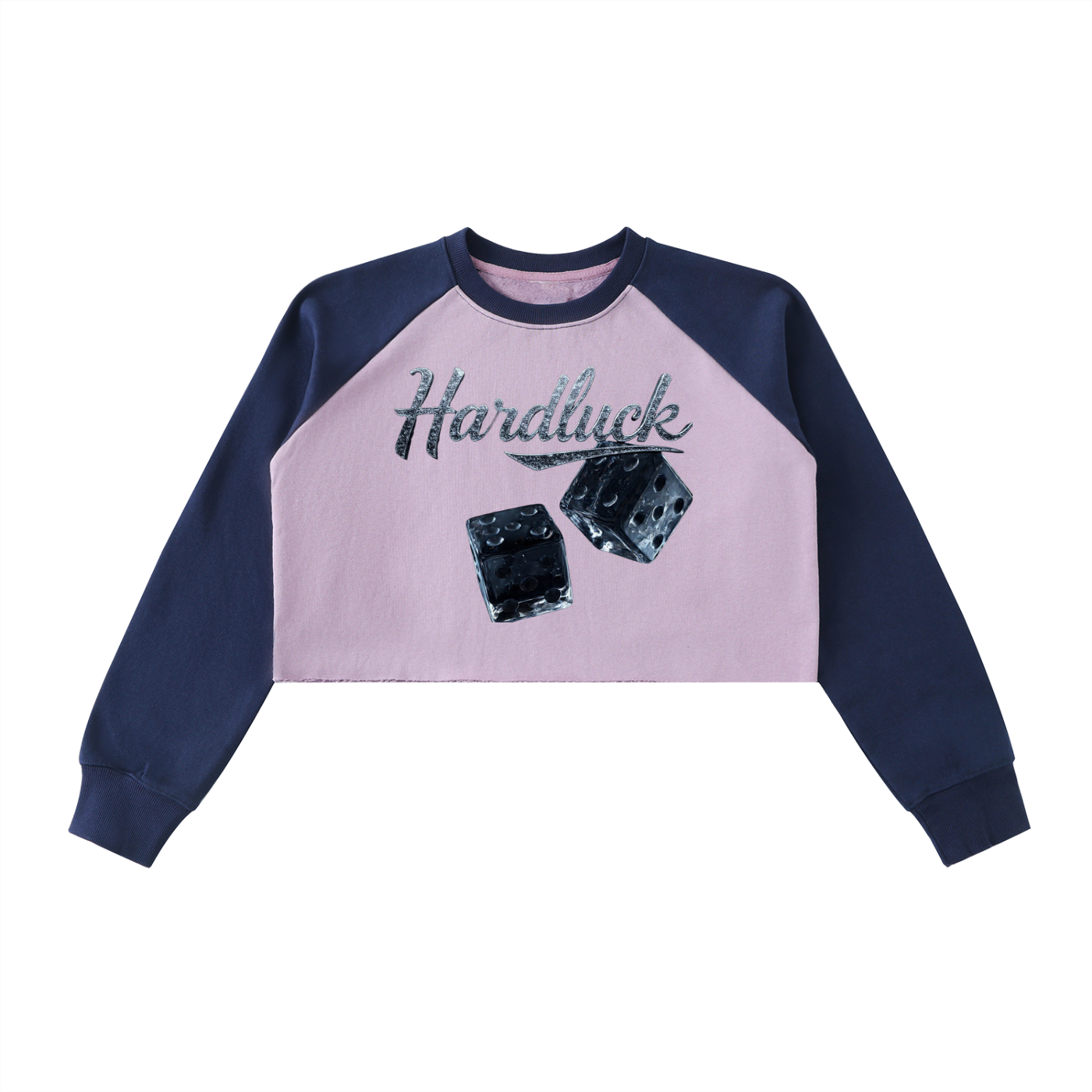 Black Ice rolle the D-ice Raw-Hem Color-Block Raglan Crop Sweatshirt