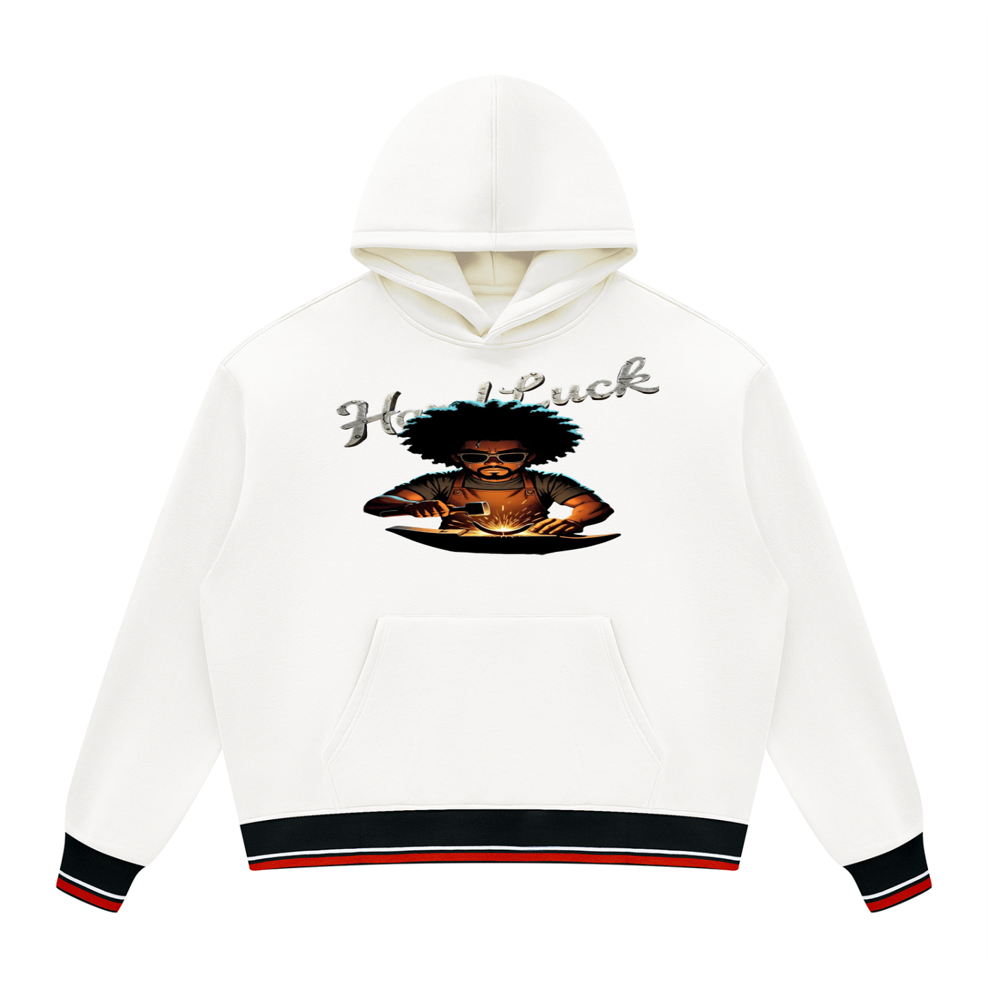 Black Smith forged Oversized Color Block Fleece Hoodie