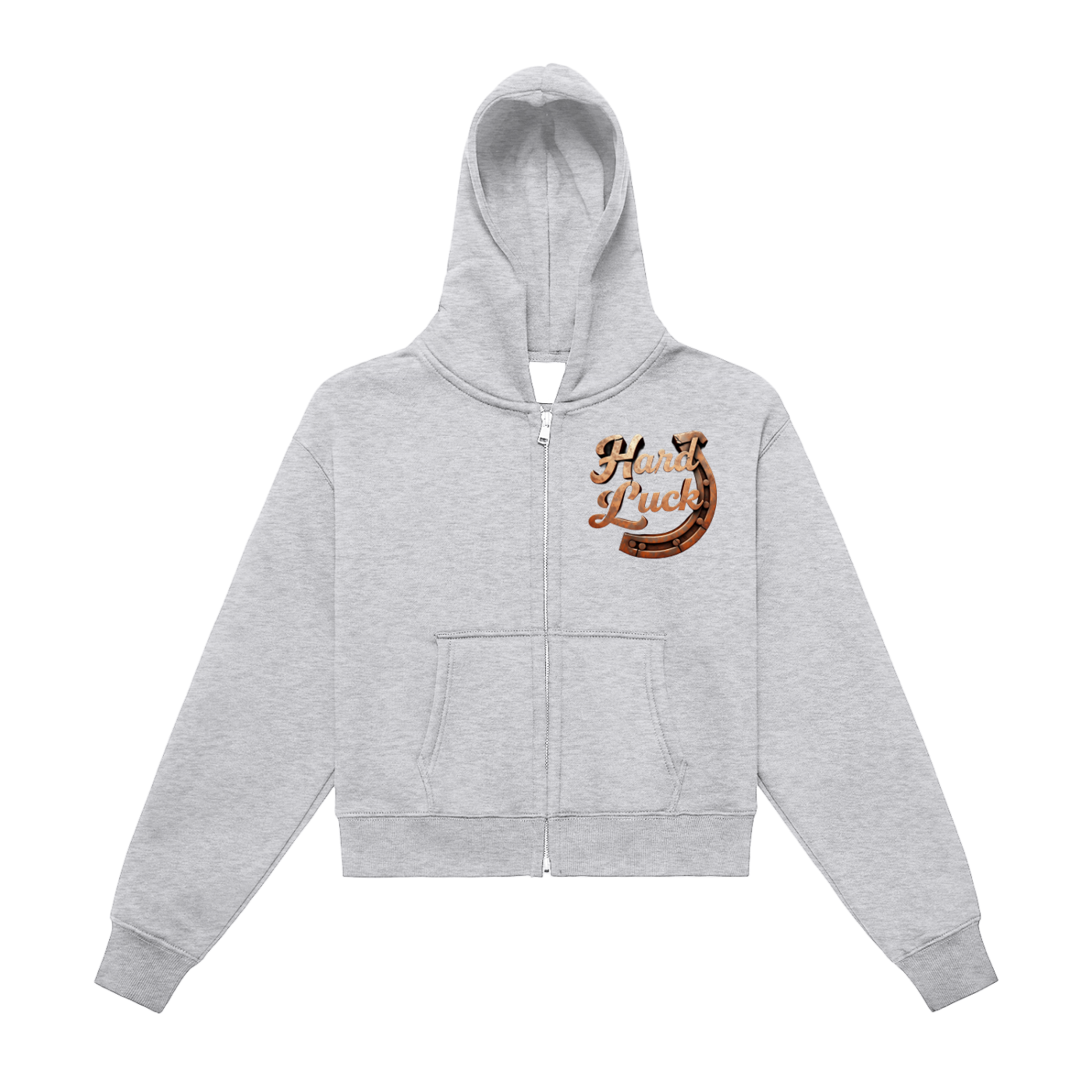 Hard Luck Fleeced Zip-Up Cropped Hoodie