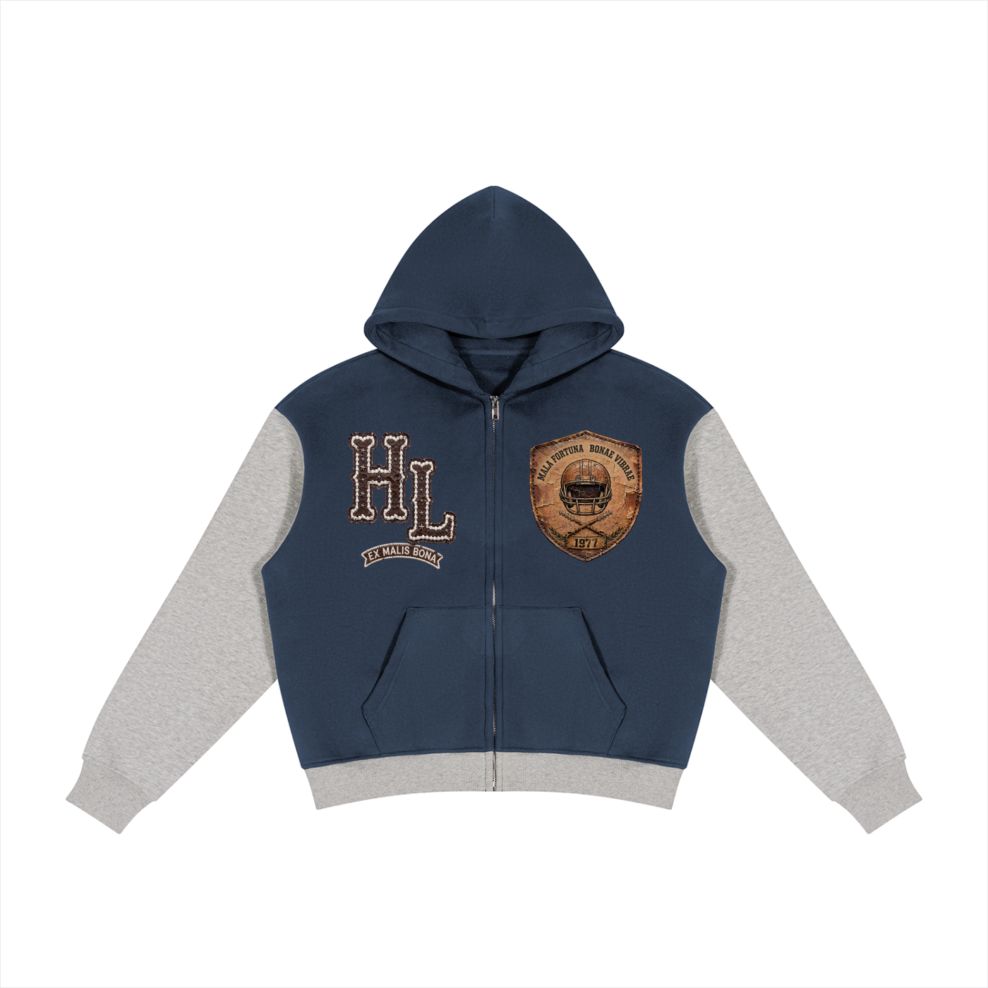GRIDIRON GUT CHECK - Headhunter 77 HL Women's Cropped Zip-Up Hoodie - Hard Luck Apparel