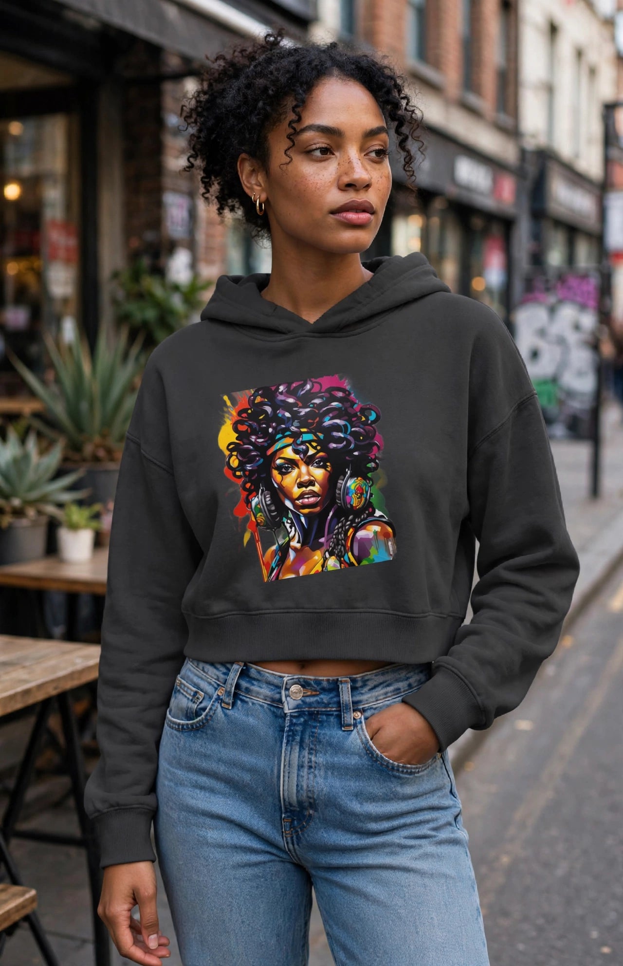 Ebony Hip Height Graphic Hoodie | Women's Premium Streetwear Hoodie | Hard Luck Apparel