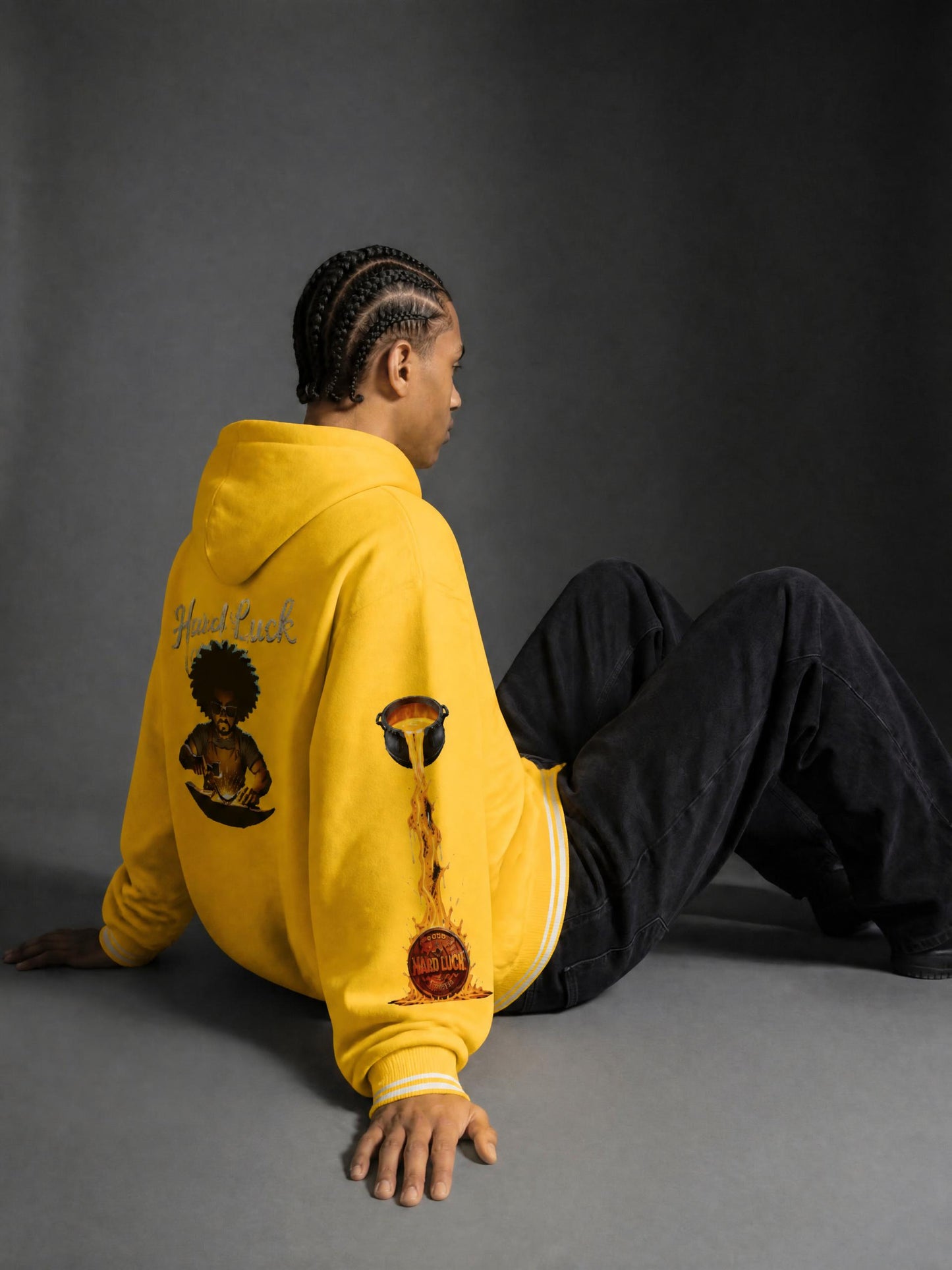 Black Smith forged Oversized Color Block Fleece Hoodie