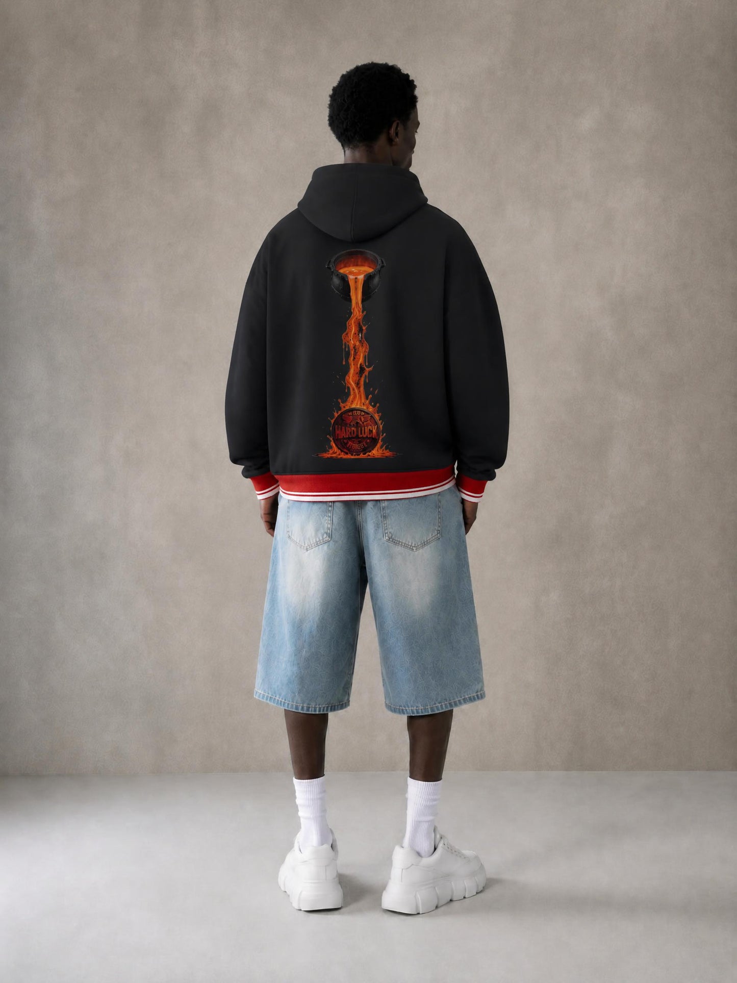 Black Smith forged Oversized Color Block Fleece Hoodie
