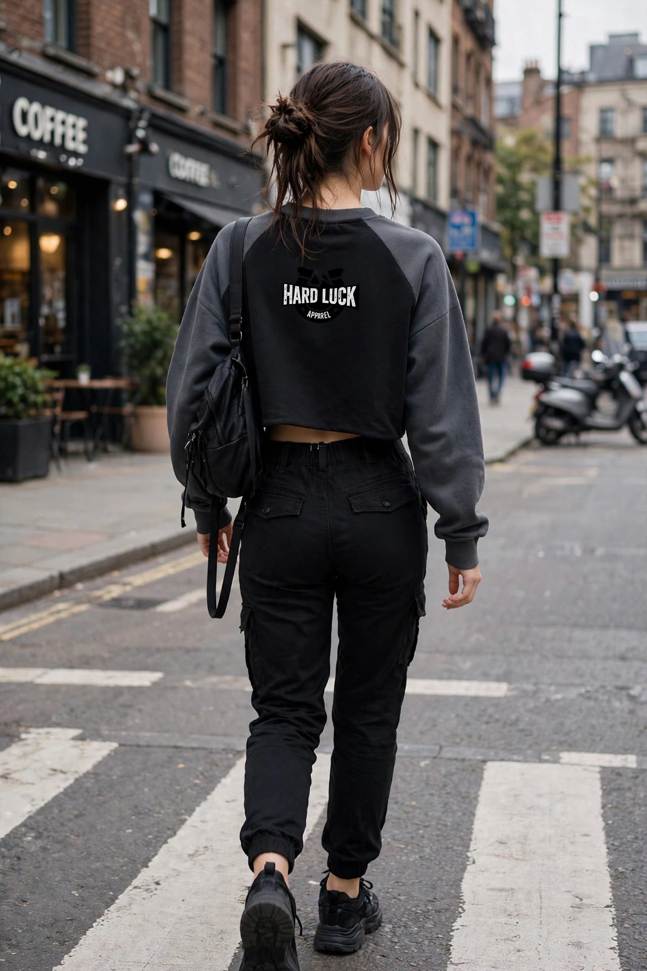 Elegant Hard Luck Women's Cropped Raglan Sweatshirt | Premium New York Streetwear