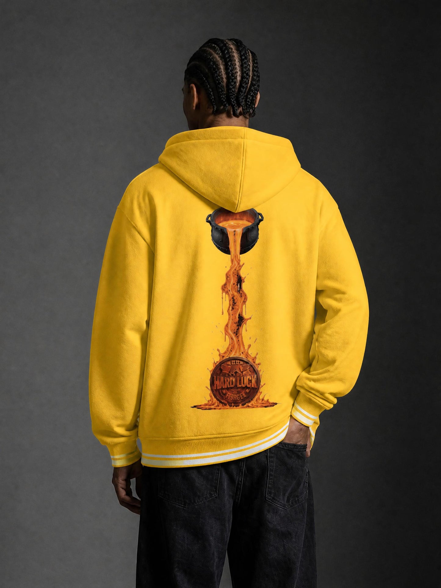 Black Smith forged Oversized Color Block Fleece Hoodie
