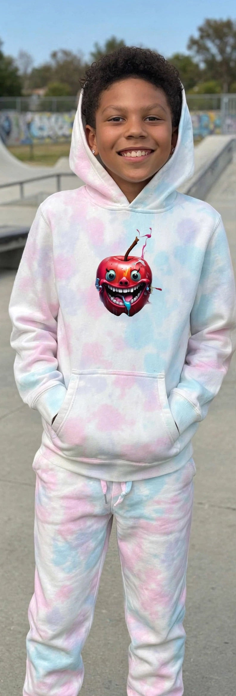 1 Bad Apple Youth Cotton Candy Tie-Dye Hoodie | Kids Streetwear Hoodie | Hard Luck Apparel