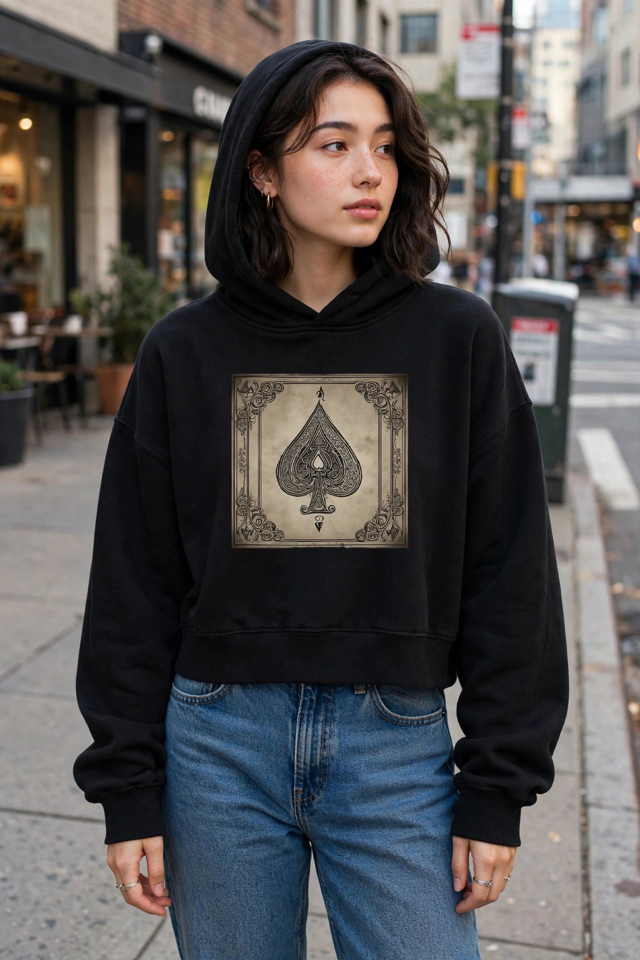 Women's Ace of Spades Hip Height Hoodie | Premium Streetwear Sweatshirt | Hard Luck Apparel