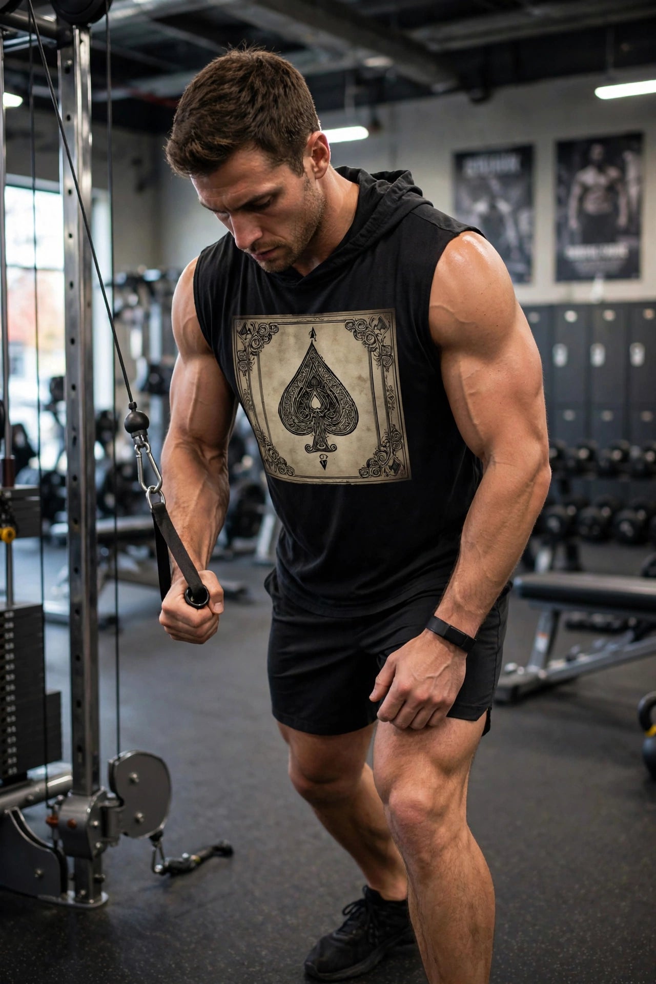 Ace of Spades Sleeveless Sport-Tek Hoodie | Performance Gym Hoodie | Hard Luck Apparel
