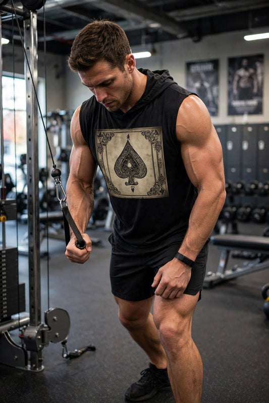 Ace of Spades Sleeveless Sport-Tek Hoodie | Performance Gym Hoodie | Hard Luck Apparel