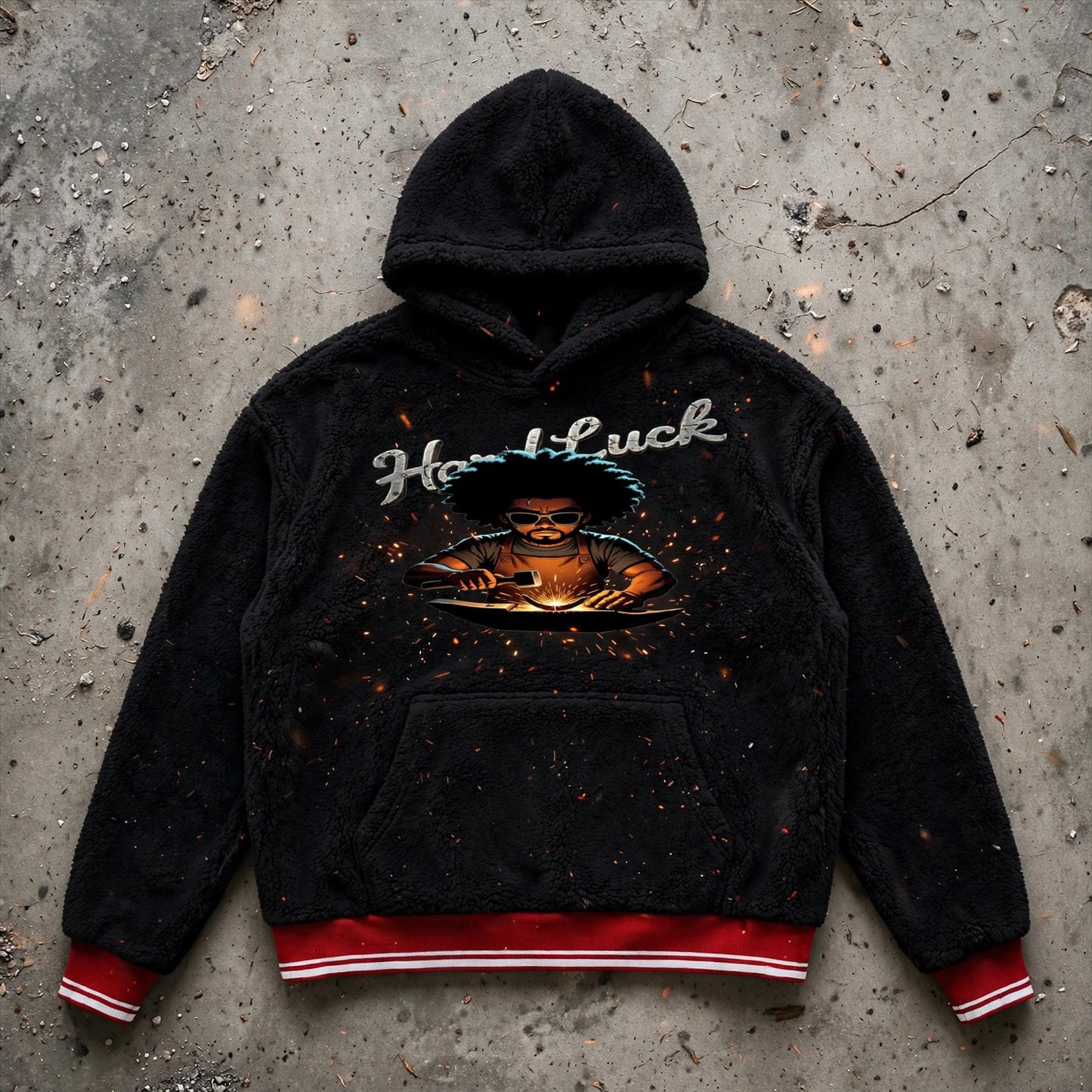 Black Smith forged Oversized Color Block Fleece Hoodie
