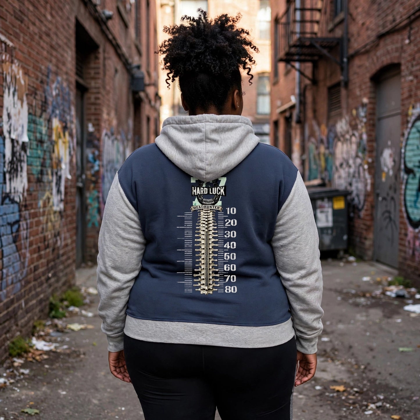 GRIDIRON GUT CHECK - Headhunter 77 HL Women's Cropped Zip-Up Hoodie - Hard Luck Apparel
