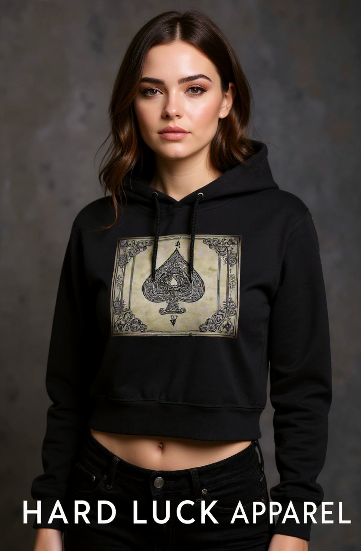 Womens Ace of Spades hip height hoodie