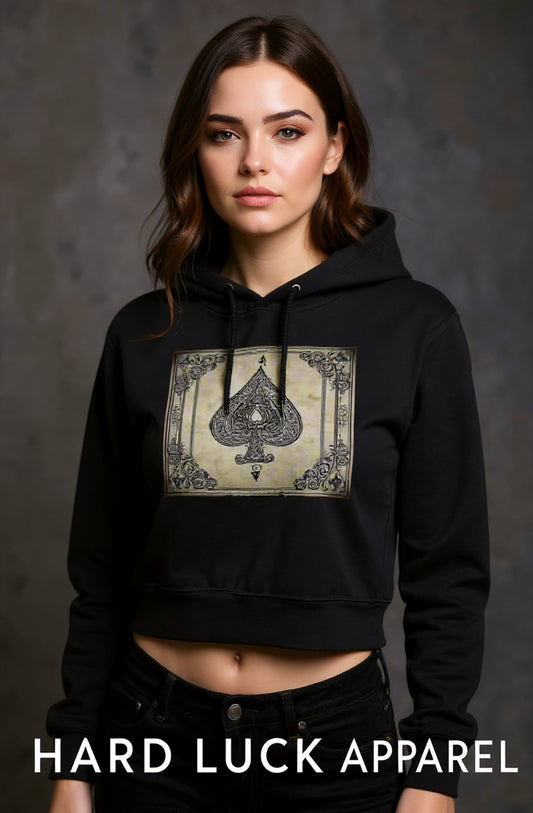 Womens Ace of Spades hip height hoodie