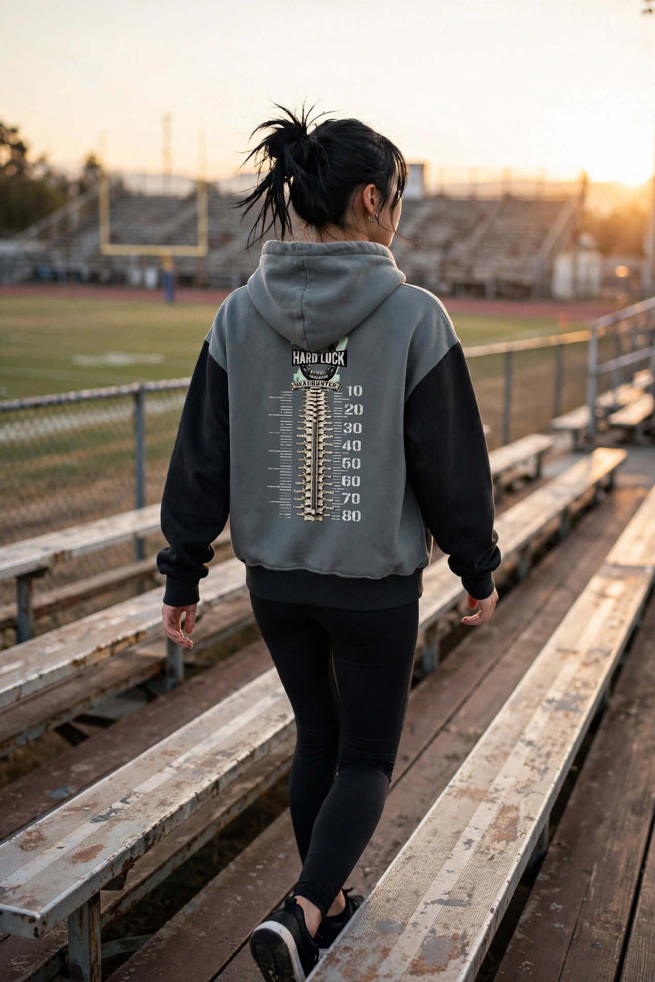 GRIDIRON GUT CHECK - Headhunter 77 HL Women's Cropped Zip-Up Hoodie - Hard Luck Apparel