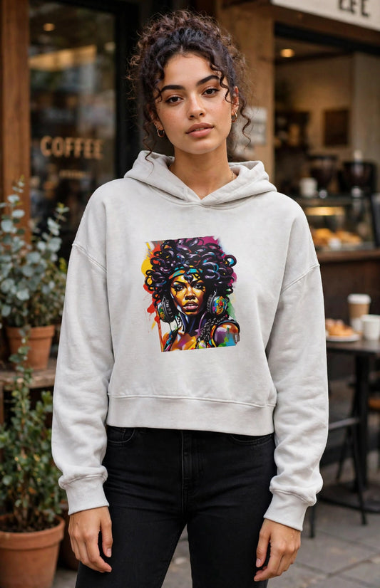 Ebony Hip Height Graphic Hoodie | Women's Premium Streetwear Hoodie | Hard Luck Apparel